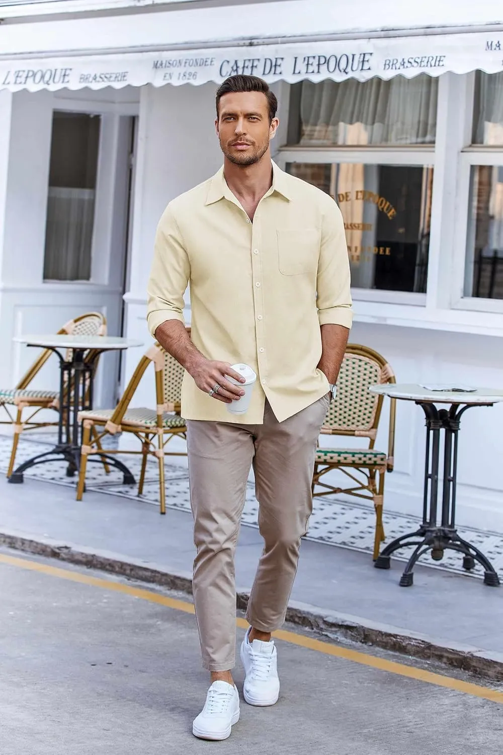 COOFANDY Men's Oxford Shirt Long Sleeve Casual Button Down Shirts Regular Fit Dress Shirts