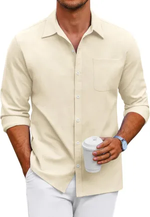 COOFANDY Men's Oxford Shirt Long Sleeve Casual Button Down Shirts Regular Fit Dress Shirts
