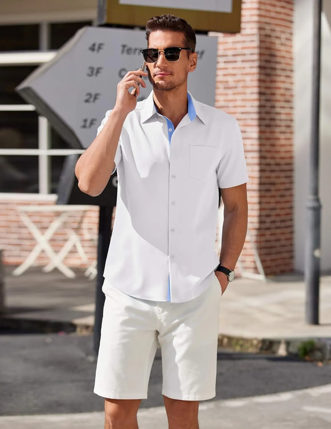 COOFANDY Men's Short Sleeve Button Down Shirts Summer Untucked Casual Dress Shirts with Pocket