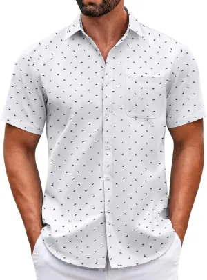 COOFANDY Mens Short Sleeve Casual Button Down Shirts Summer Untucked Dress Shirts with Pocket
