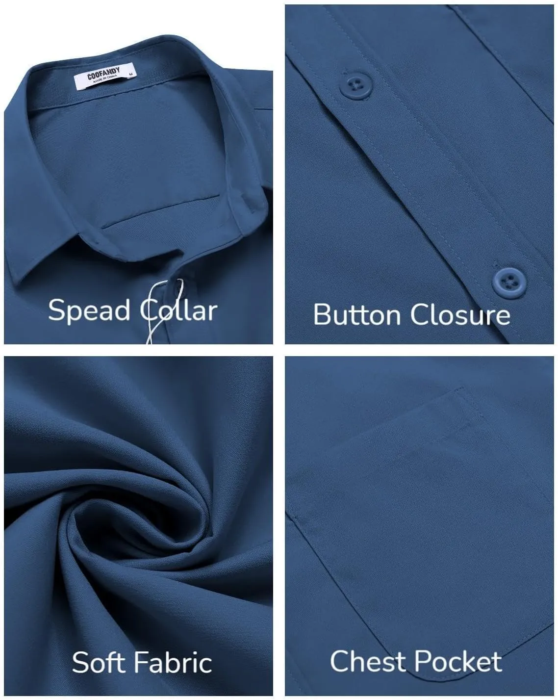 COOFANDY Mens Short Sleeve Casual Button Down Shirts Summer Untucked Dress Shirts with Pocket