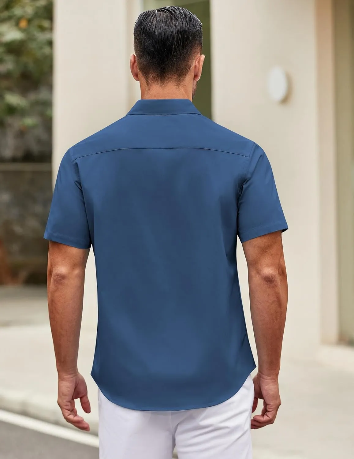 COOFANDY Mens Short Sleeve Casual Button Down Shirts Summer Untucked Dress Shirts with Pocket