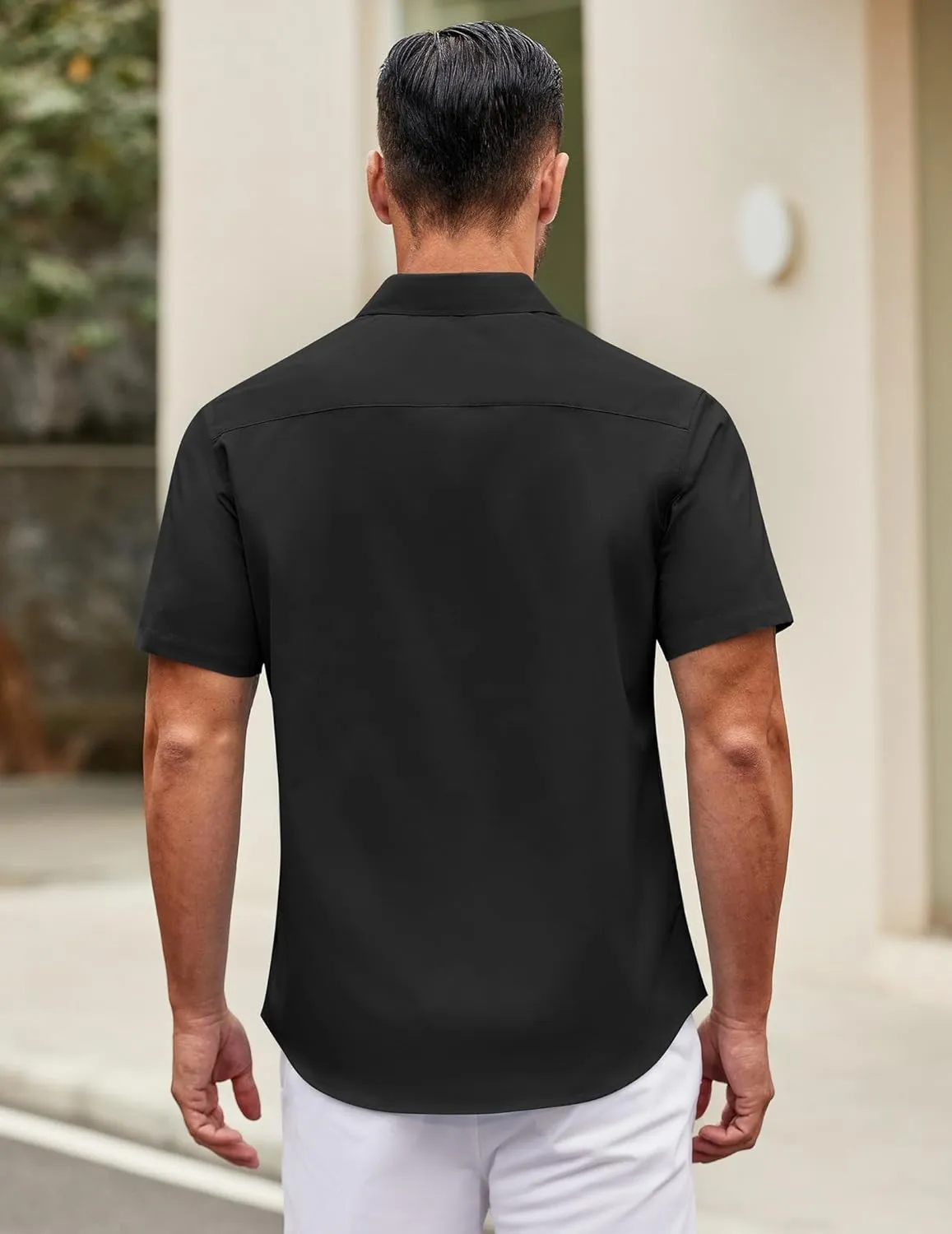 COOFANDY Mens Short Sleeve Casual Button Down Shirts Summer Untucked Dress Shirts with Pocket