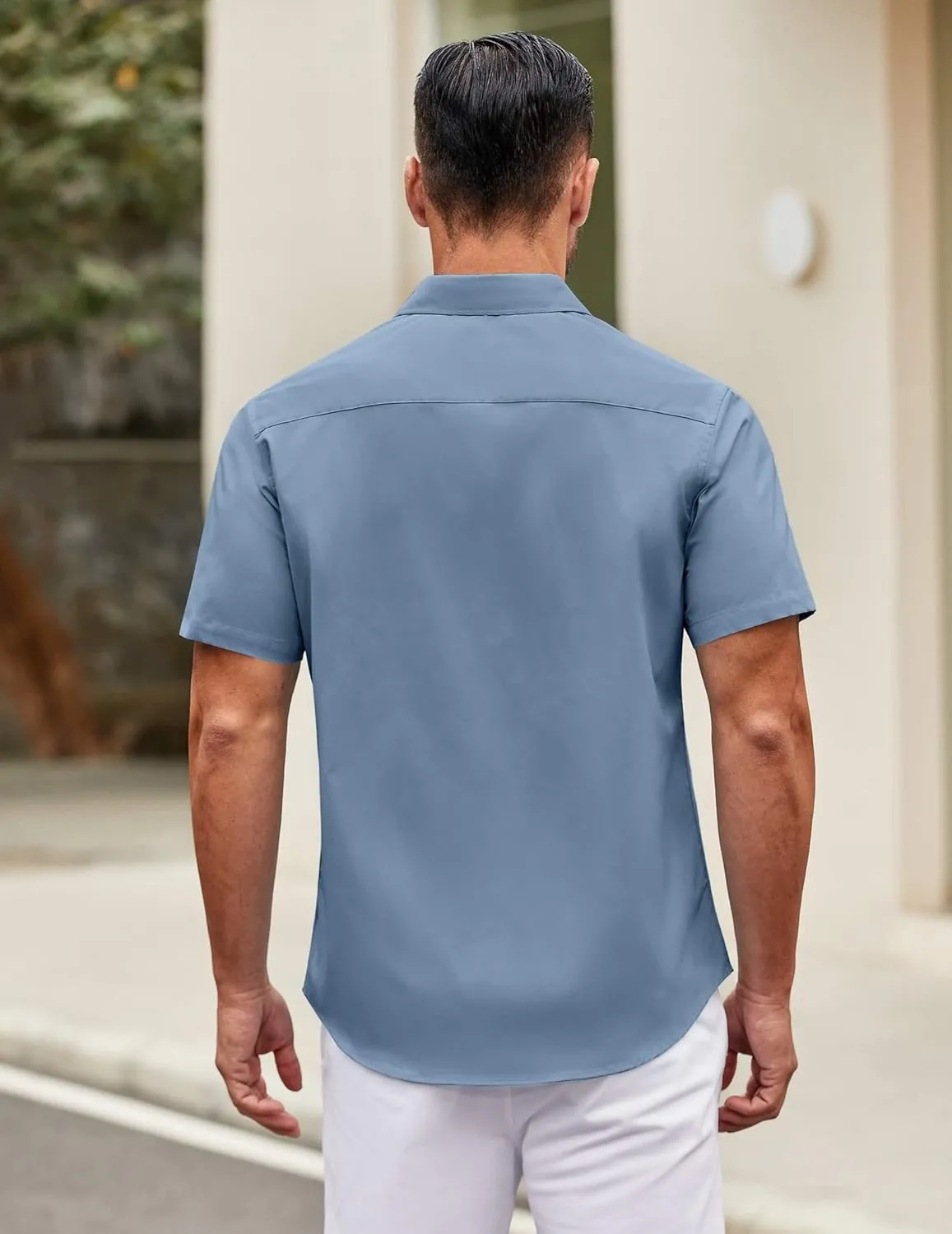 COOFANDY Mens Short Sleeve Casual Button Down Shirts Summer Untucked Dress Shirts with Pocket
