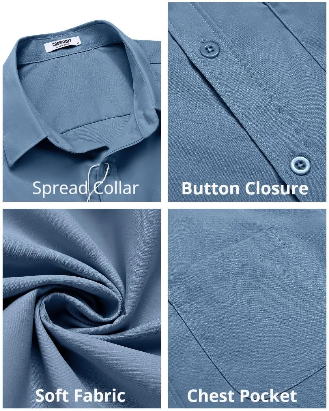 COOFANDY Mens Short Sleeve Casual Button Down Shirts Summer Untucked Dress Shirts with Pocket