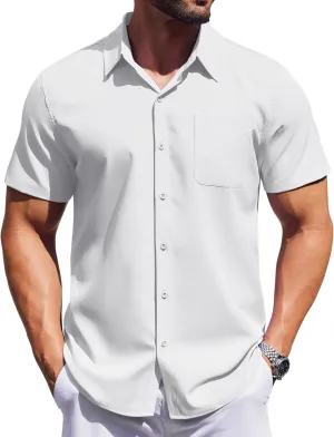 COOFANDY Mens Short Sleeve Dress Shirts Button Down Shirts Regular Fit Business Casual Shirt with Pocket