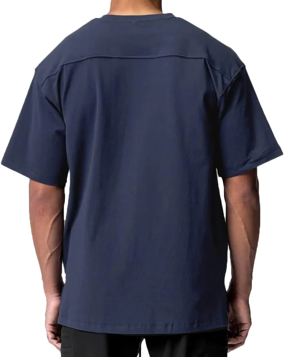 Cotton Gym Shirts Oversized Athletic Loose Workout t Shirts Short Sleeve for Men T68N
