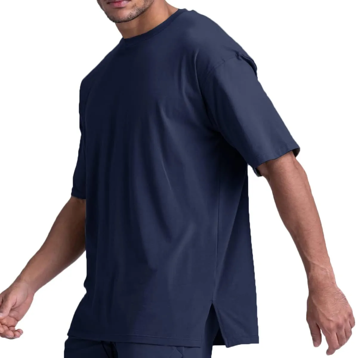 Cotton Gym Shirts Oversized Athletic Loose Workout t Shirts Short Sleeve for Men T68N