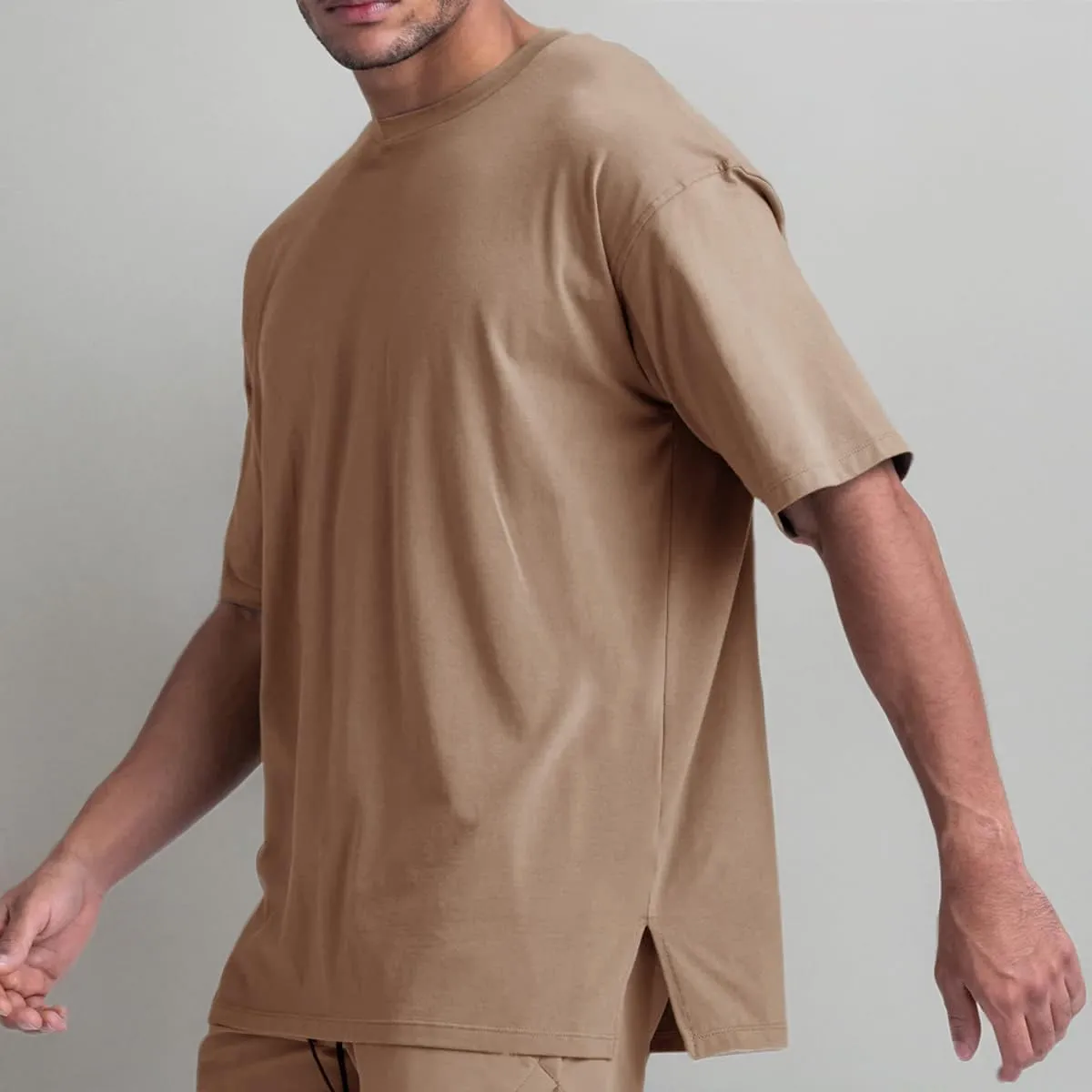 Cotton Gym Shirts Oversized Athletic Loose Workout t Shirts Short Sleeve for Men T68N