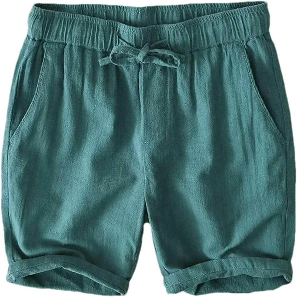 Cotton Linen Shorts for Men Summer Loose Beach Holiday Man Casual Drawstring Shorts