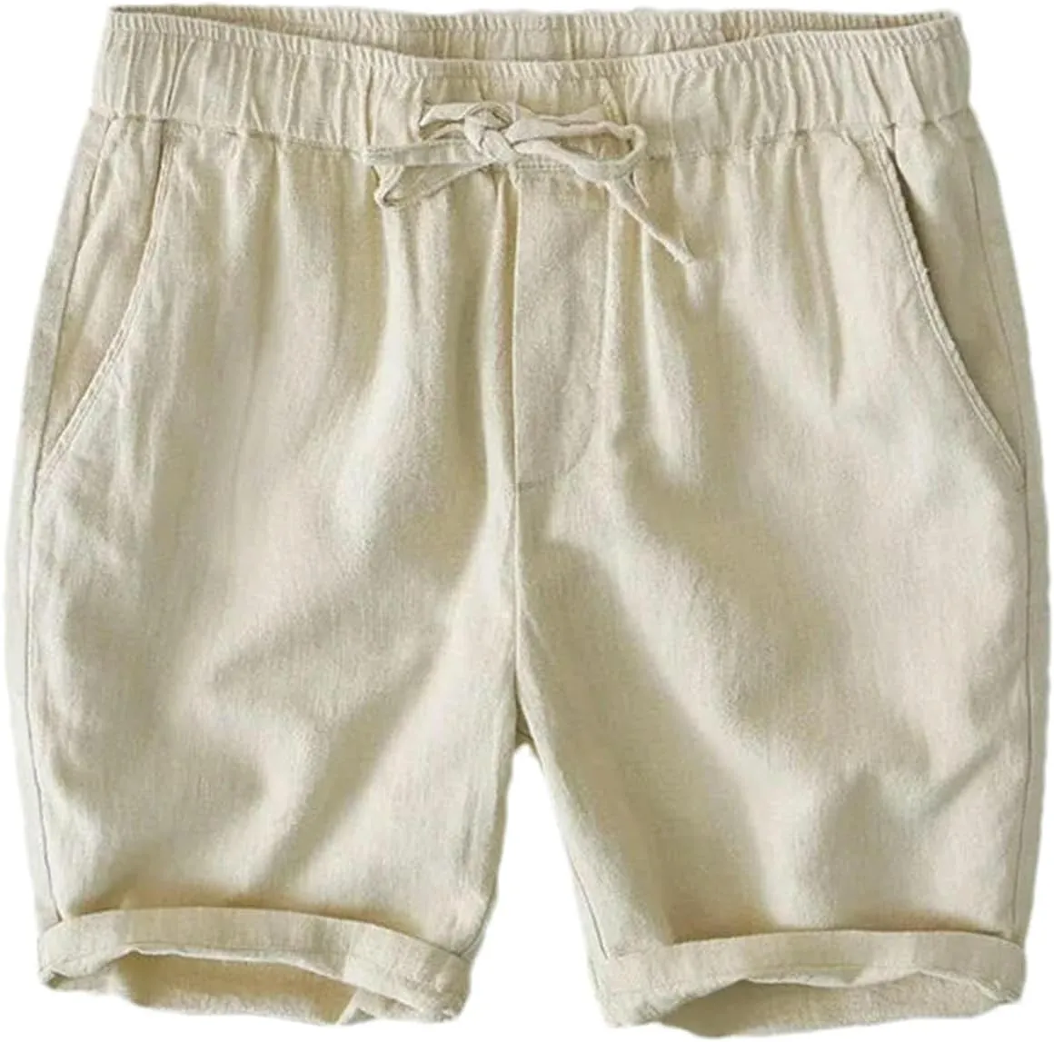 Cotton Linen Shorts for Men Summer Loose Beach Holiday Man Casual Drawstring Shorts