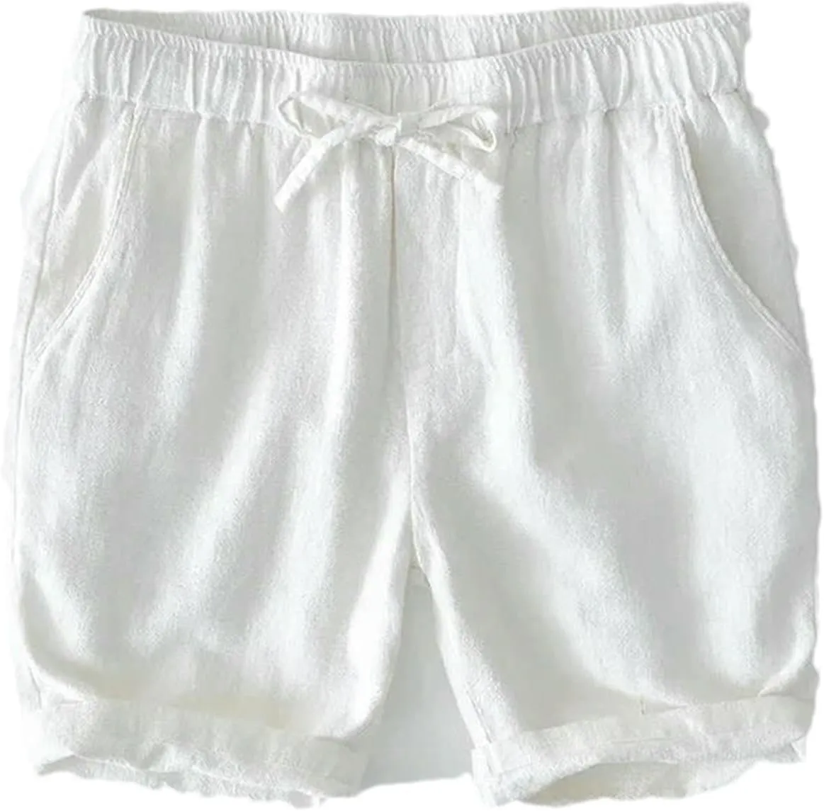 Cotton Linen Shorts for Men Summer Loose Beach Holiday Man Casual Drawstring Shorts