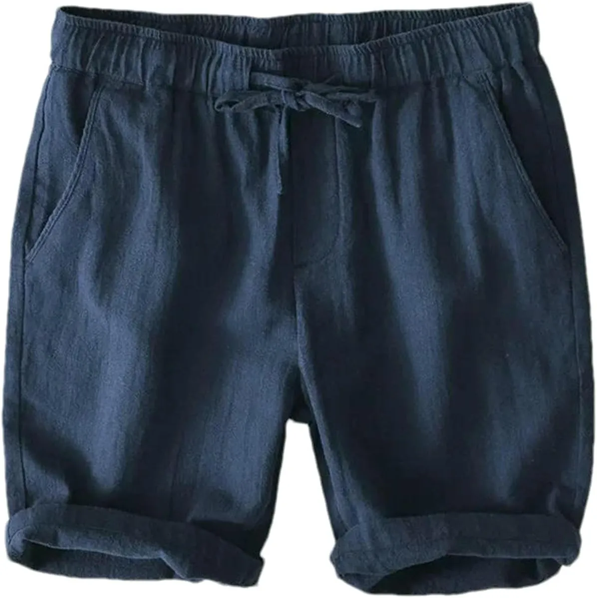 Cotton Linen Shorts for Men Summer Loose Beach Holiday Man Casual Drawstring Shorts