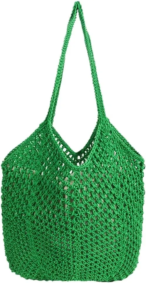 Crochet Bags for Women Slouchy Hollow Woven Shoulder Purse Summer Beach Tote Handbags for Daily & Vacation 2025