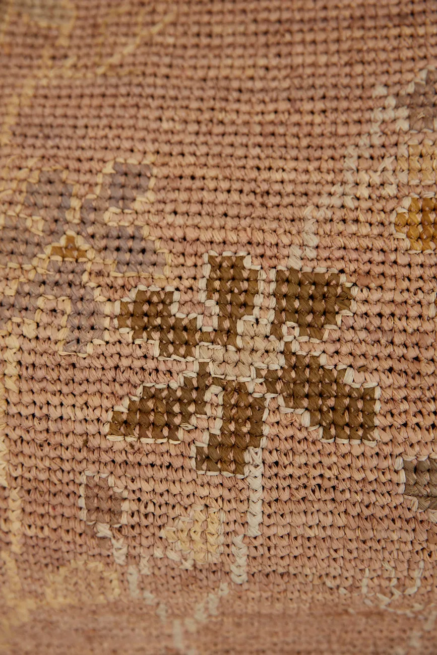 Crochet Raffia Basket with Embroidered Flowers