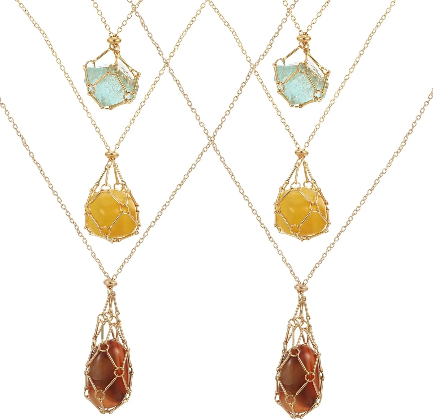 Crystal Holder Necklace Cage, Crystal Necklace Holder Pendant Empty Stone Cage