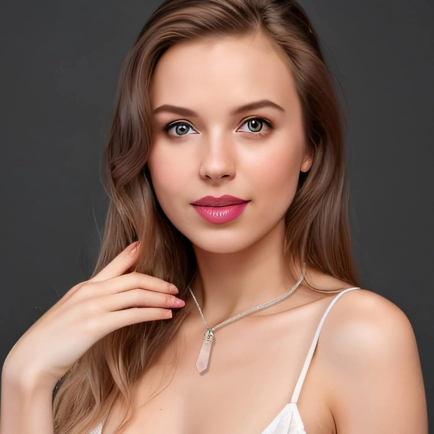 Crystal Necklaces For Women Girls, Hexagon Crystal Point Pendant Gemstone Necklace, Healing Crystal Stone Necklace For Mother's Day Gift