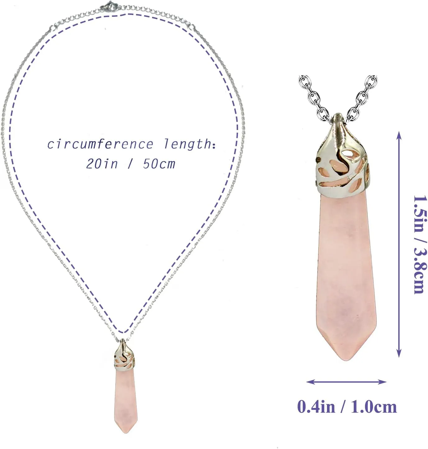 Crystal Necklaces For Women Girls, Hexagon Crystal Point Pendant Gemstone Necklace, Healing Crystal Stone Necklace For Mother's Day Gift