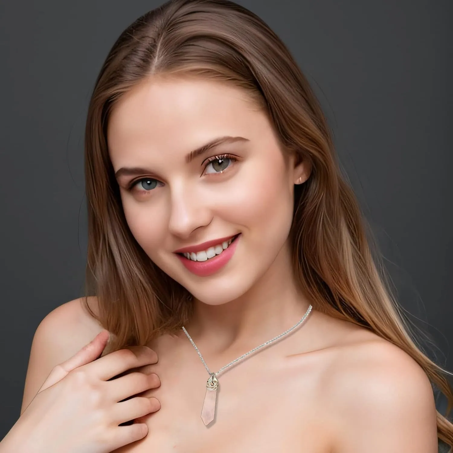 Crystal Necklaces For Women Girls, Hexagon Crystal Point Pendant Gemstone Necklace, Healing Crystal Stone Necklace For Mother's Day Gift