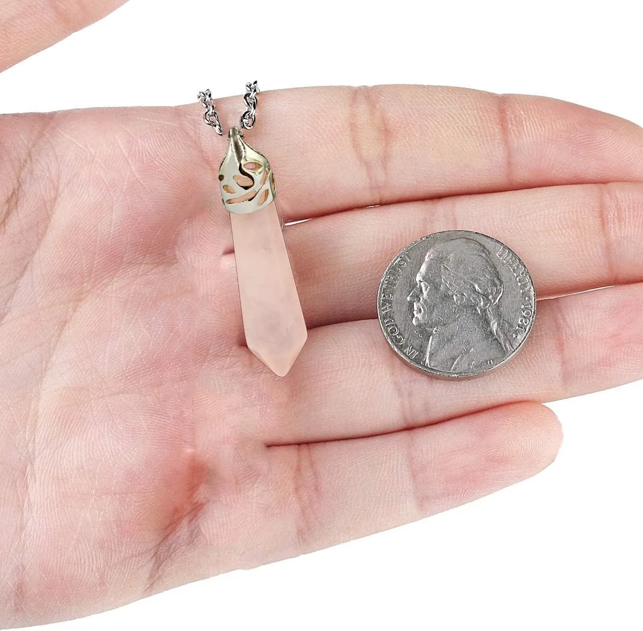 Crystal Necklaces For Women Girls, Hexagon Crystal Point Pendant Gemstone Necklace, Healing Crystal Stone Necklace For Mother's Day Gift
