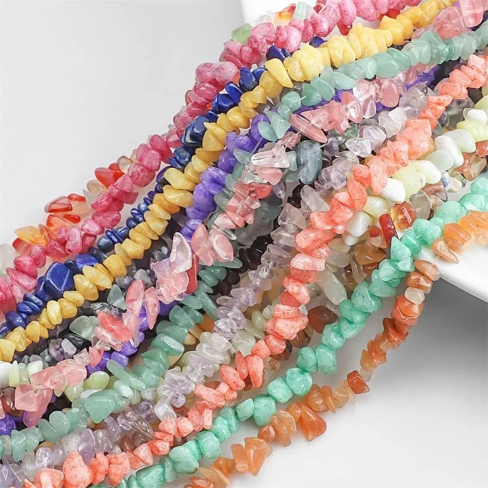 Crystal Stone Necklaces for Women Girls Natural Seed Bead Gemstone Chakra Necklaces Colorful Crystal Healing Chip Choker for Women Jewelry