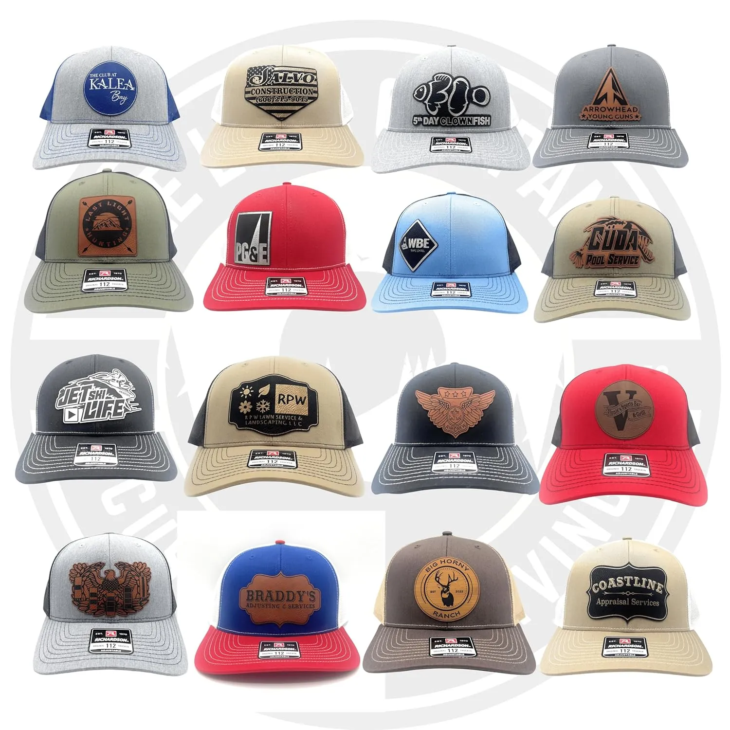 Custom Leather Patch Richardson 112 Trucker Hat for Men & Women - 6 Panel Structured Baseball Cap with Snapback Enclosure (Single, black/charcoal)