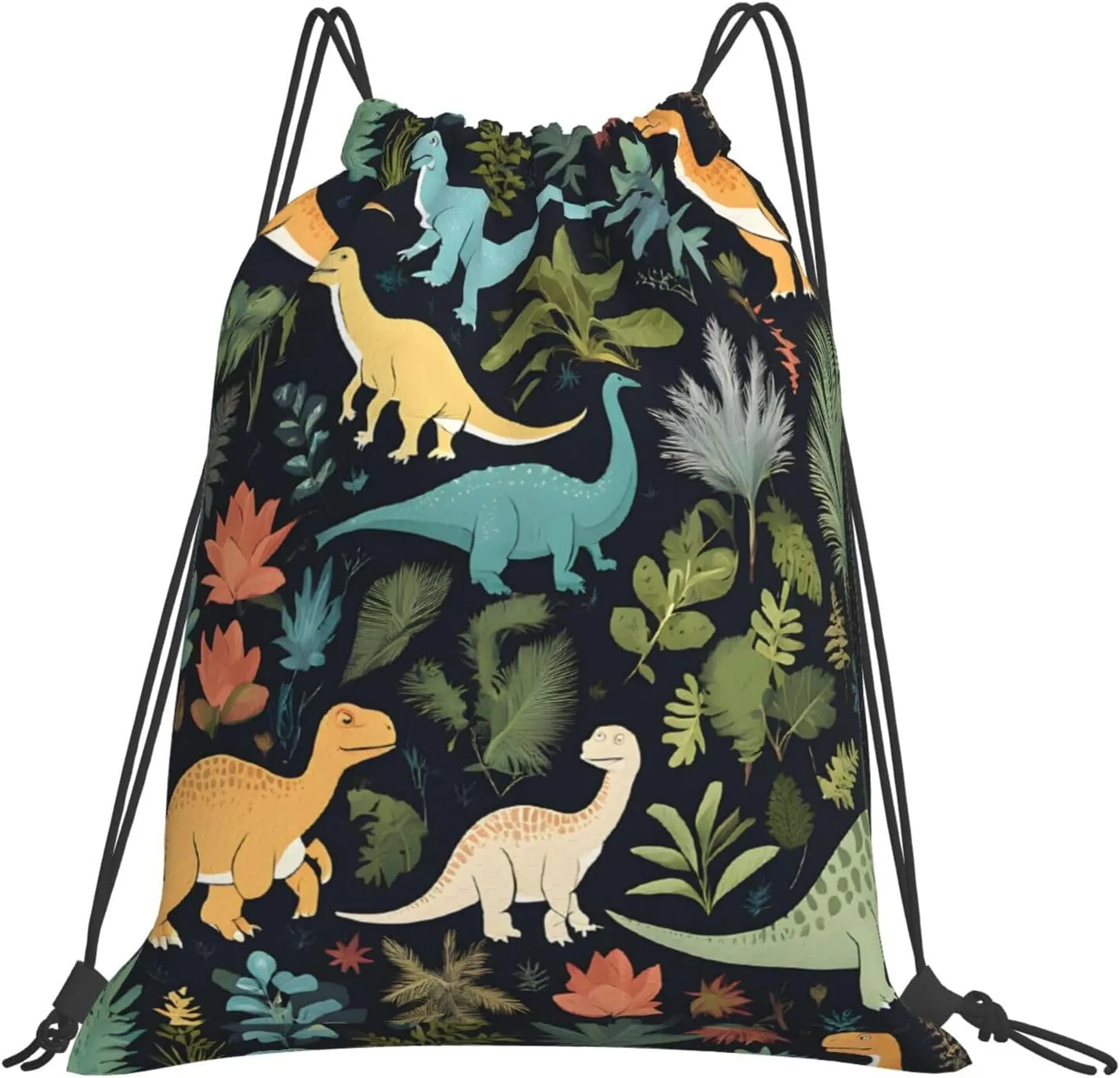 (Cute Dinosaur) Drawstring Backpack Drawstring Gym Bag Foldable Water Drawstring Bags Draw String Back Bag For Shopping Sport Yoga Travel, Swimming, Beach