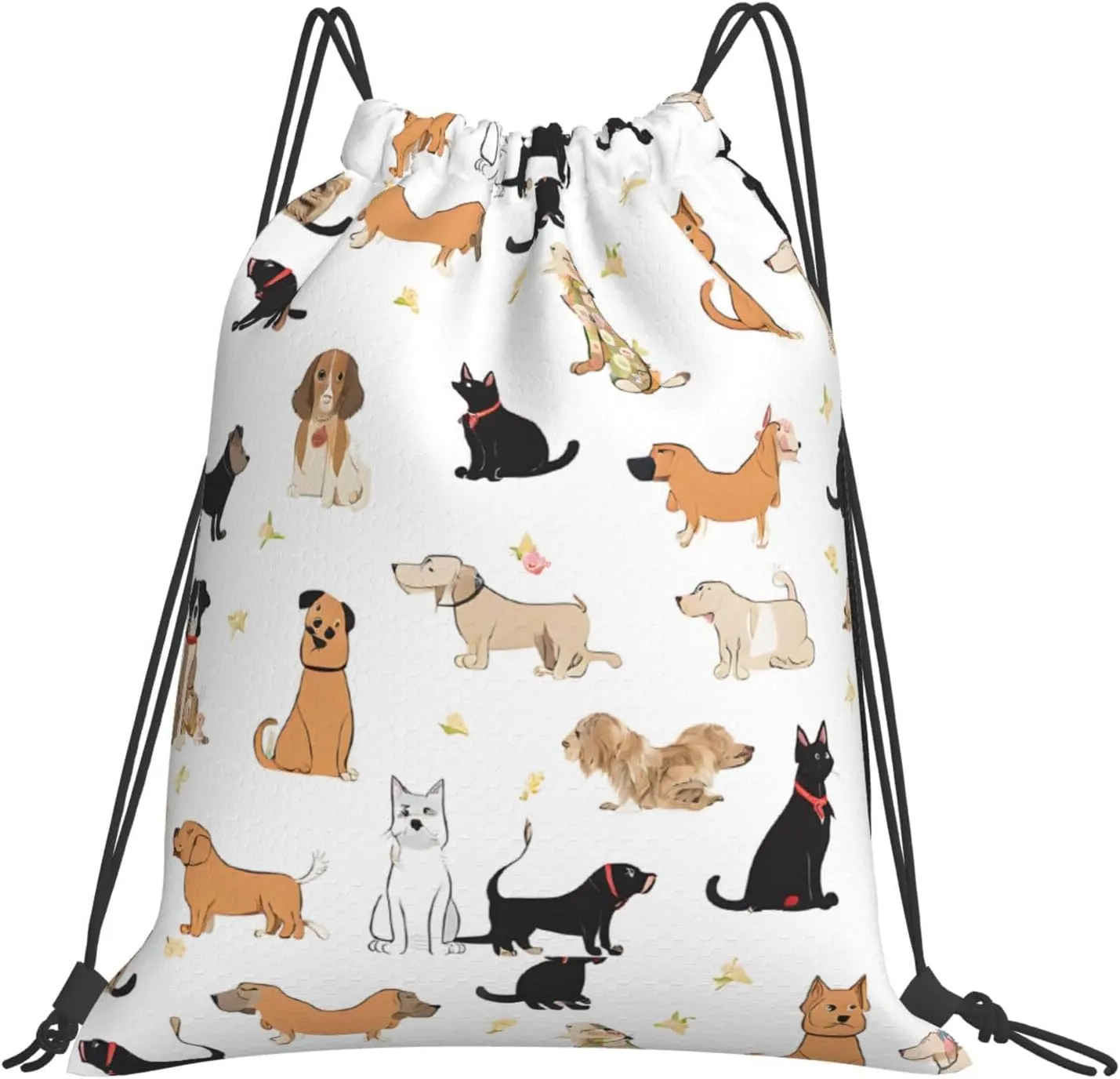 (Cute Kitten Butterfly) Drawstring Backpack Drawstring Gym Bag Foldable Water Drawstring Bags Draw String Back Bag For Shopping Sport Yoga Travel, Swimming, Beach
