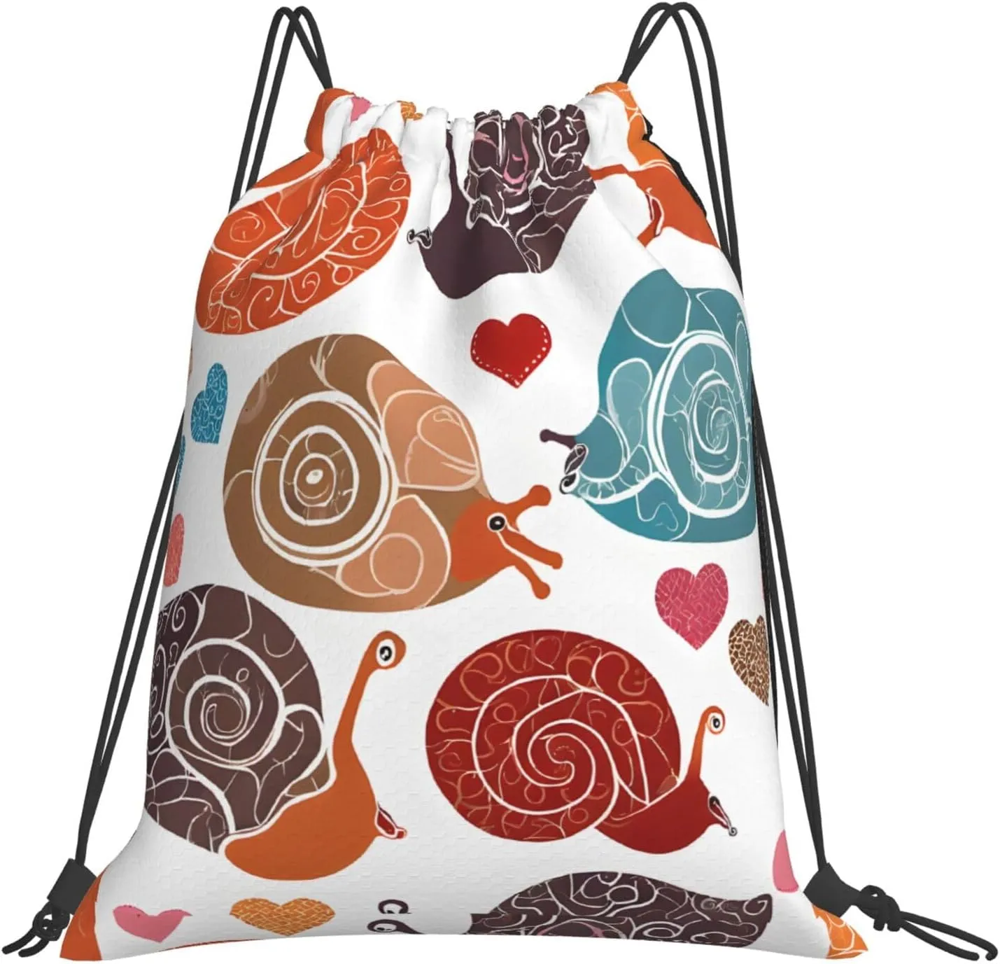 (Cute Snail) Drawstring Backpack Drawstring Gym Bag Foldable Water Drawstring Bags Draw String Back Bag For Shopping Sport Yoga Travel, Swimming, Beach