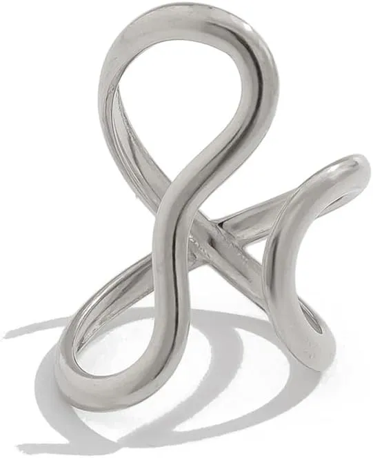 Dainty Big Chunky Gold Irregular Wavy Rings for Women, Bold Large Silver Thumb Index Finger Open Ring Non Tarnish Statement Individual Party Jewelry Gift