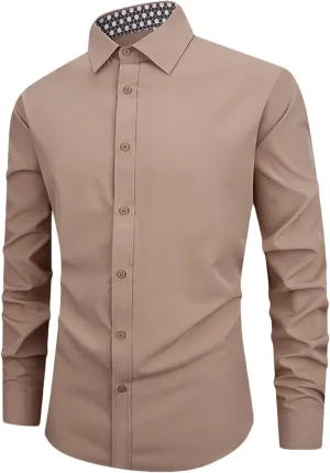 Dgoopd Business Dress Shirts for Men Wrinkle Resistant Button Down Shirt Long Sleeve Regular Fit Dress Shirts