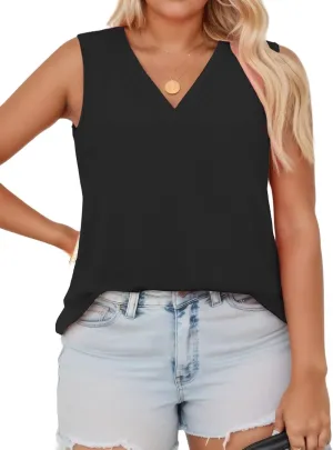 DOLNINE Women's Plus Size Tank Tops V Neck Sleeveless Shirts Casual Summer Fashion Tunic Blouses