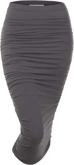 DOUBLJU Slim Fit Ruched Pencil Skirts for Women High Waisted Elastic Band Bodycon Shirring Skirt with Plus Size, Maxi Length