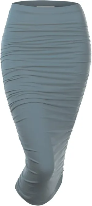 DOUBLJU Slim Fit Ruched Pencil Skirts for Women High Waisted Elastic Band Bodycon Shirring Skirt with Plus Size, Maxi Length