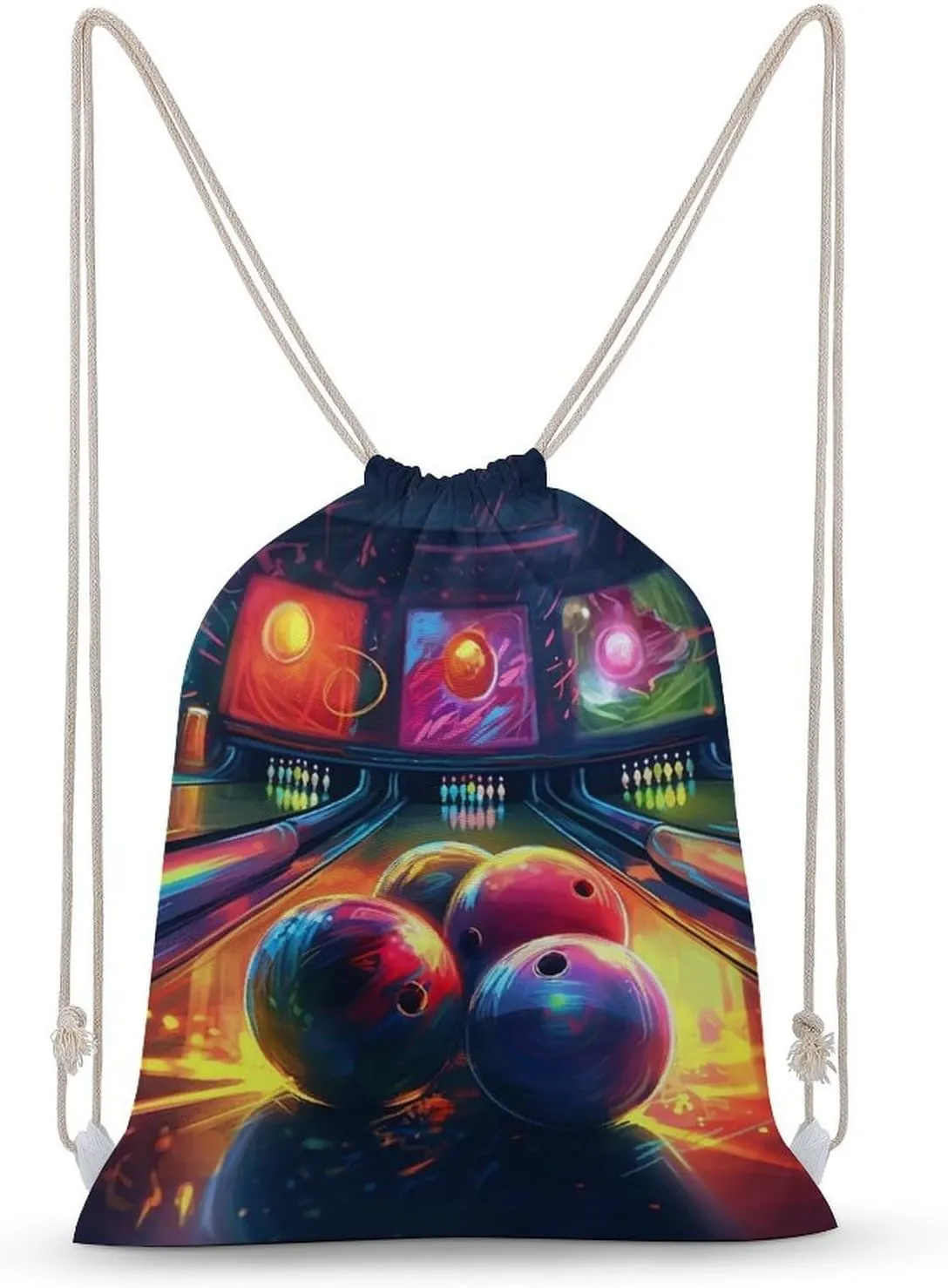Drawstring Backpack Bowling Balls Printed Drawstring Bags Sport Gym Sackpack Sports Sackpack Drawstring Backpack Bag for Any Place