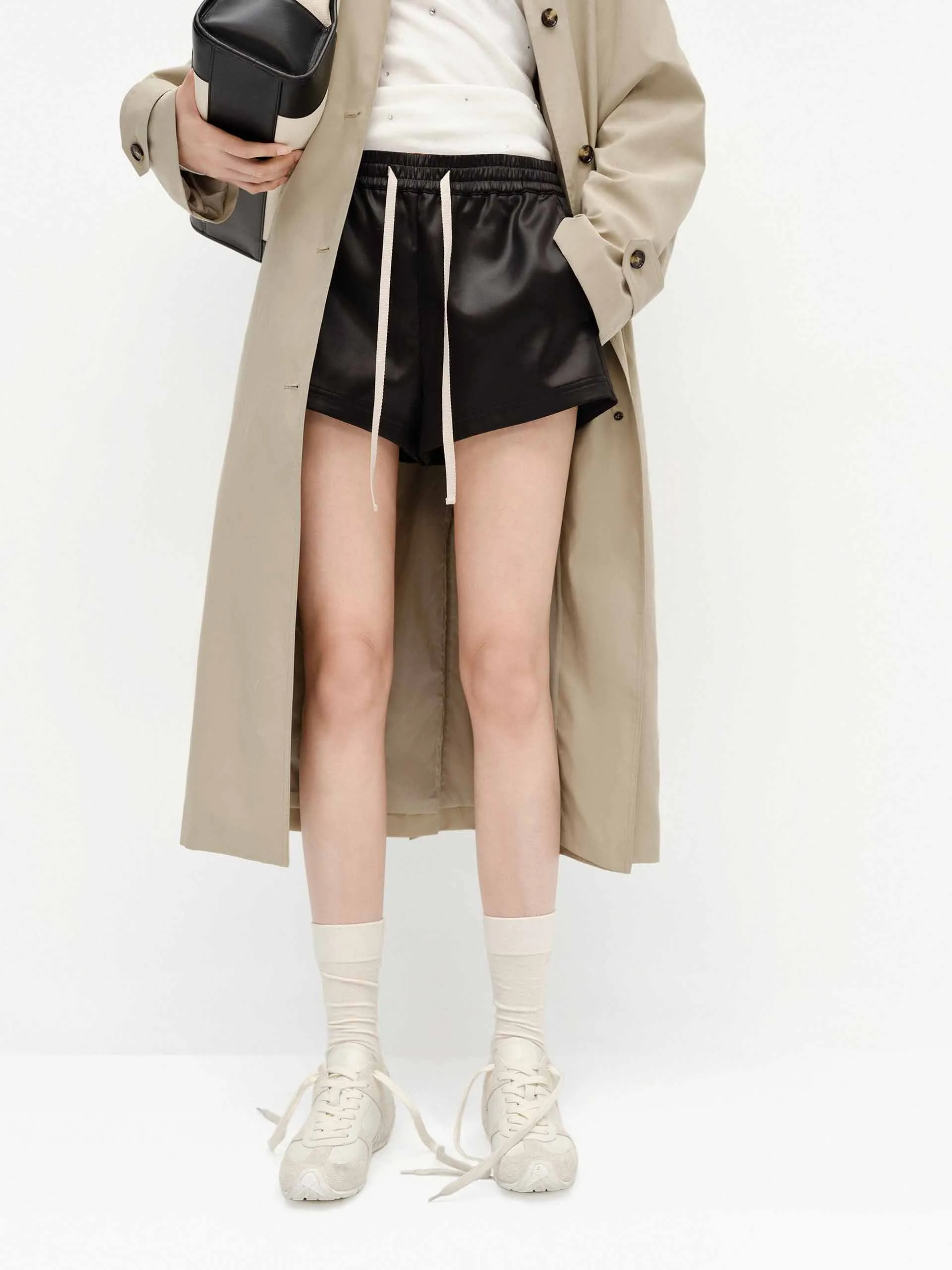 Drawstring Waist Mini Shorts