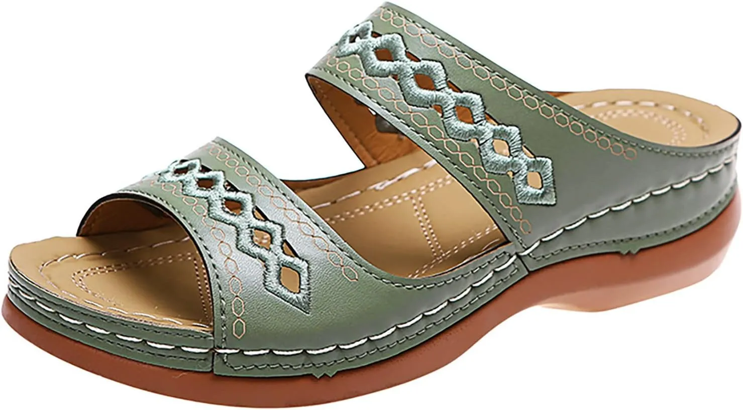 Eduavar Orthopedic Sandals for Women, Sandals Women Comfortable Slip On Sandals Open Toe Slip On Walking Sandals Shoes