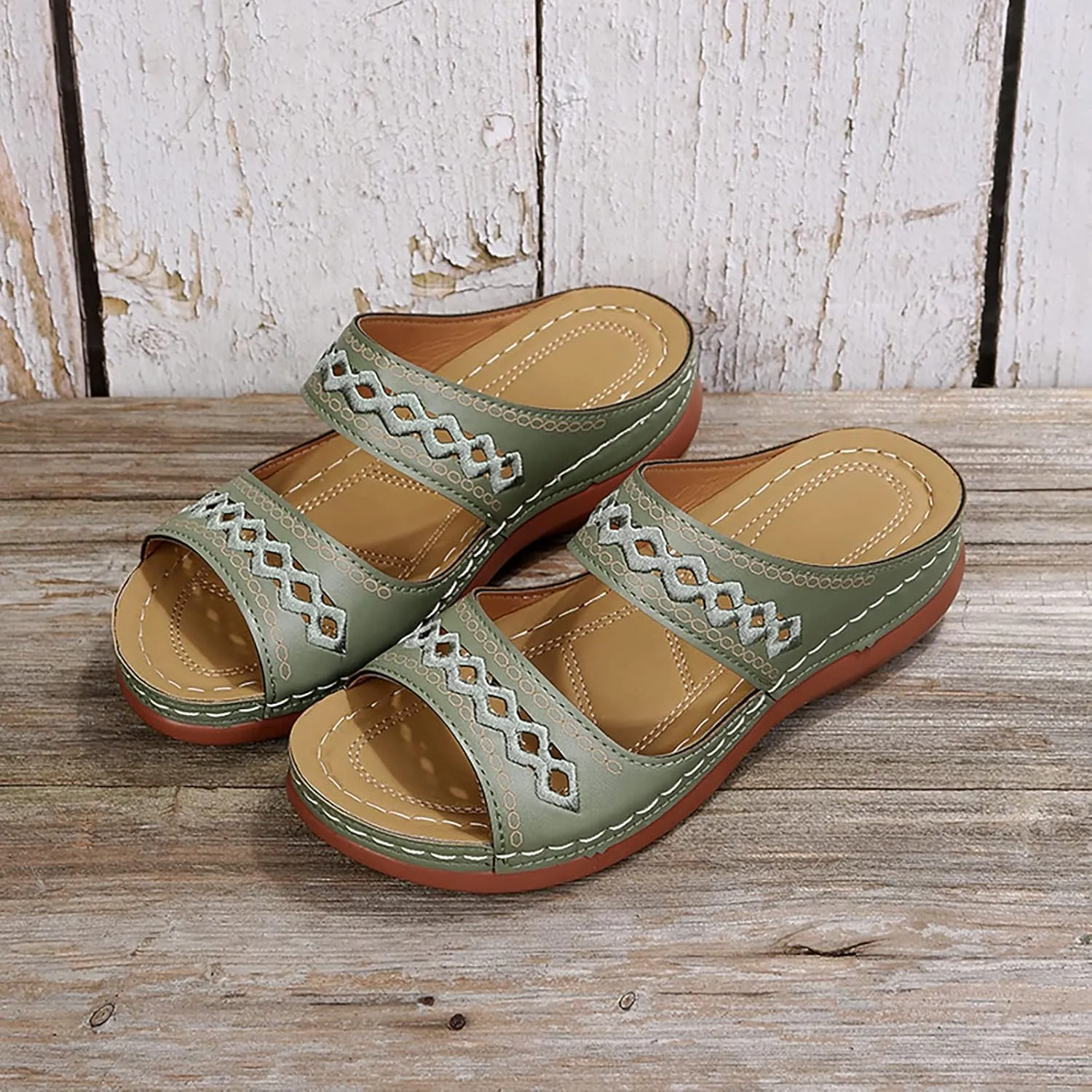 Eduavar Orthopedic Sandals for Women, Sandals Women Comfortable Slip On Sandals Open Toe Slip On Walking Sandals Shoes