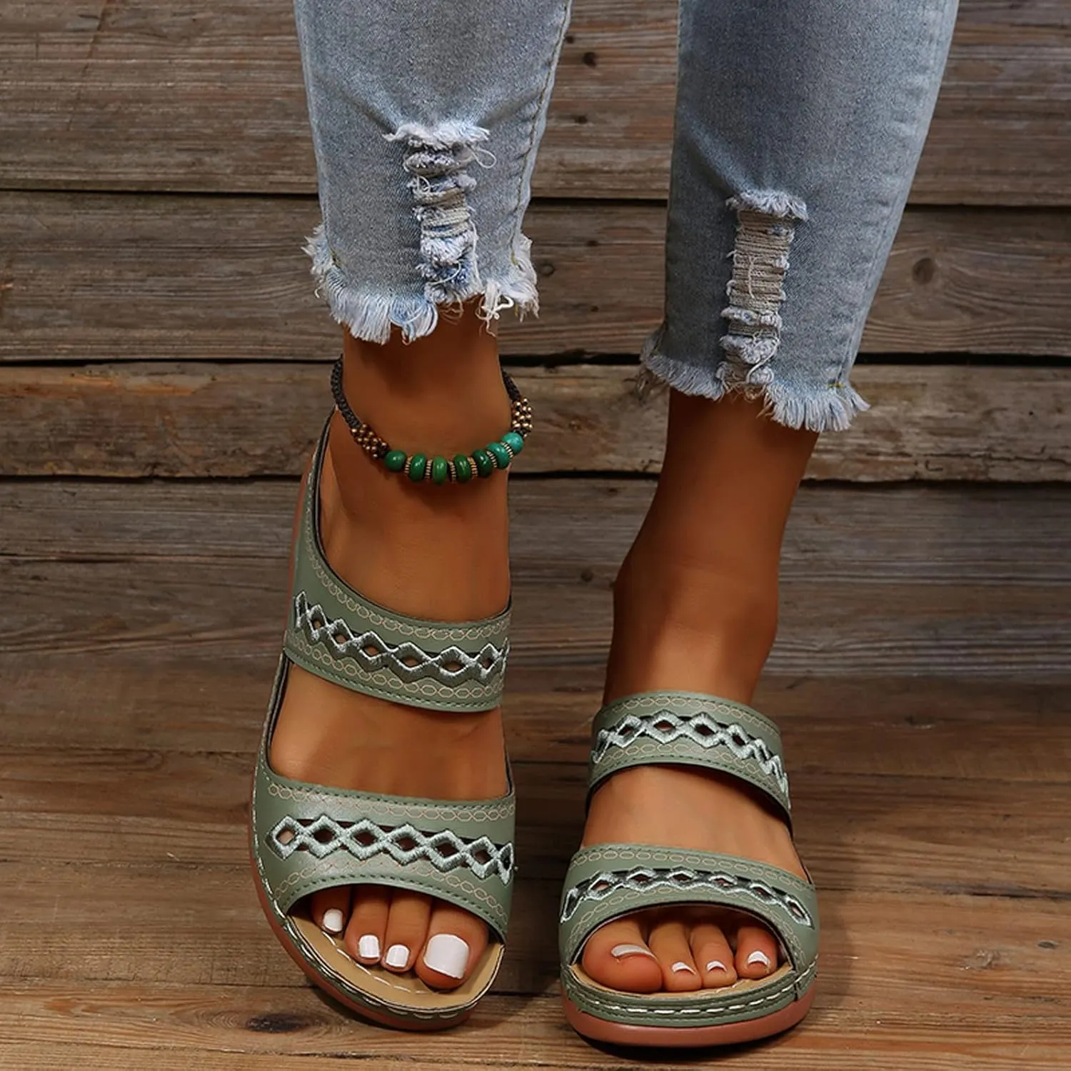 Eduavar Orthopedic Sandals for Women, Sandals Women Comfortable Slip On Sandals Open Toe Slip On Walking Sandals Shoes