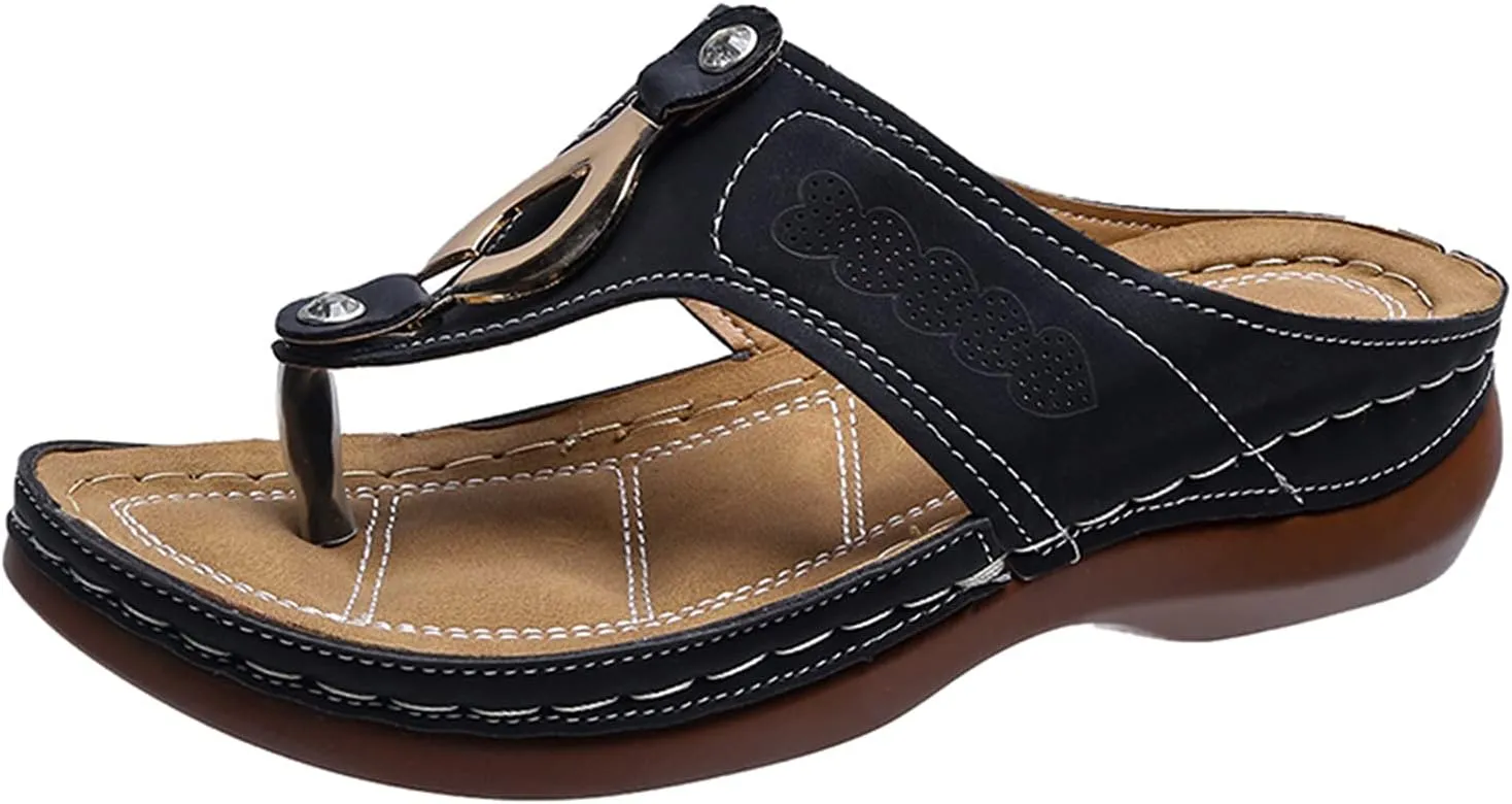 Eduavar Orthopedic Sandals for Women, Sandals Women with Arch Support Breathable Flip Flops Summer Casual Sandals Slippers
