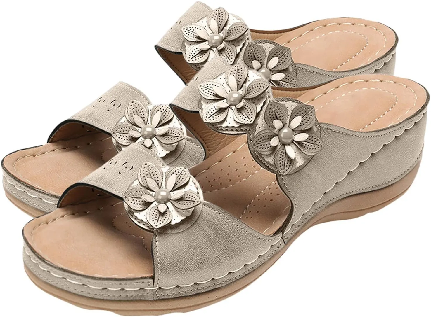 Eduavar Wedge Sandals for Women, Orthopedic Sandals for Women Wedge Sandals with Arch Support Anti-Slip Comfy Sandal