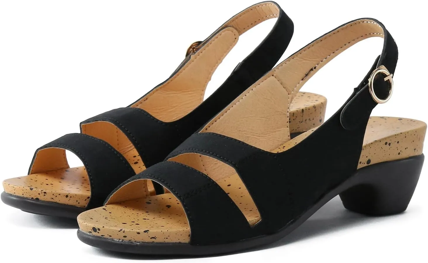 Eduavar Womens Sandals Dressy, Sandals Women Orthopedic Sandals Dressy Open Toe Low Heel Sandals with Ankle Strap