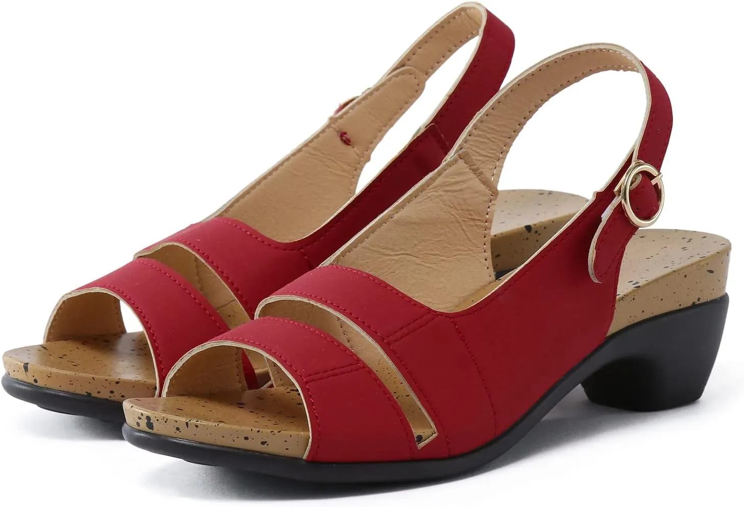 Eduavar Womens Wedge Sandals, Orthopedic Sandals for Women Open Toe Sandals Casual Heel Sandals with Ankle Strap
