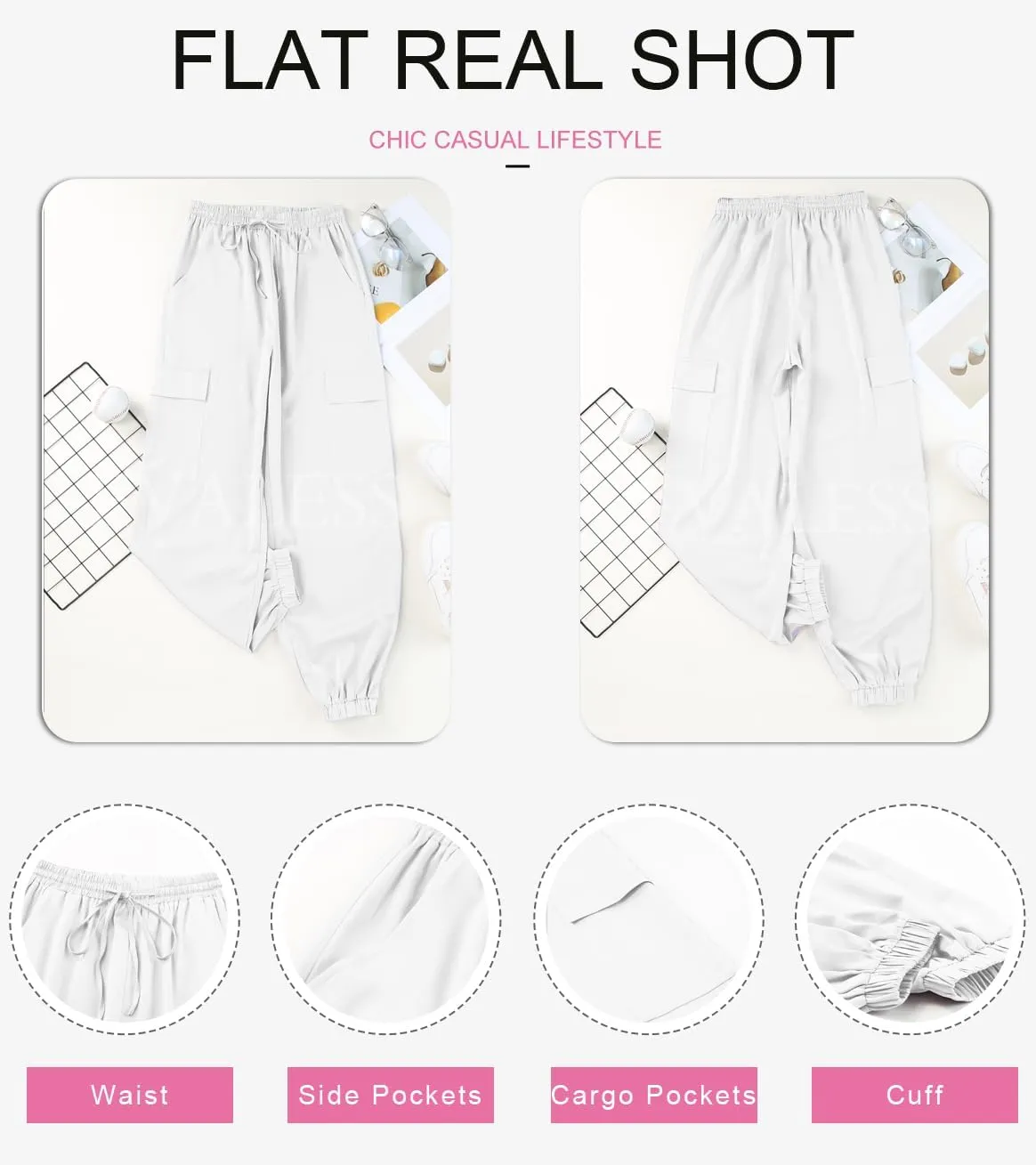 EVALESS Satin Joggers for Women Drawstring Elastic High Waist Straight Leg Cargo Pants Long Lounge Pant Trousers with Pockets