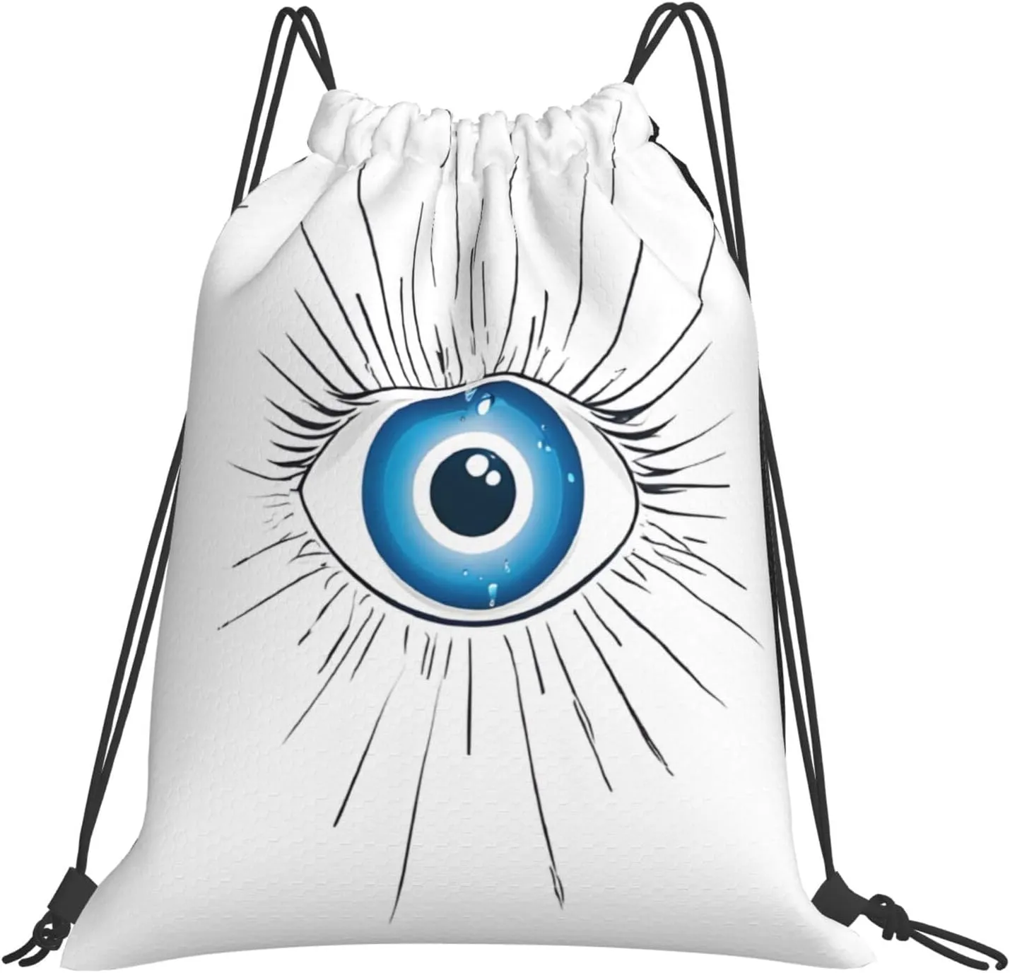 (Evil Eye) Drawstring Backpack Drawstring Gym Bag Foldable Water Drawstring Bags Draw String Back Bag For Shopping Sport Yoga Travel, Swimming, Beach