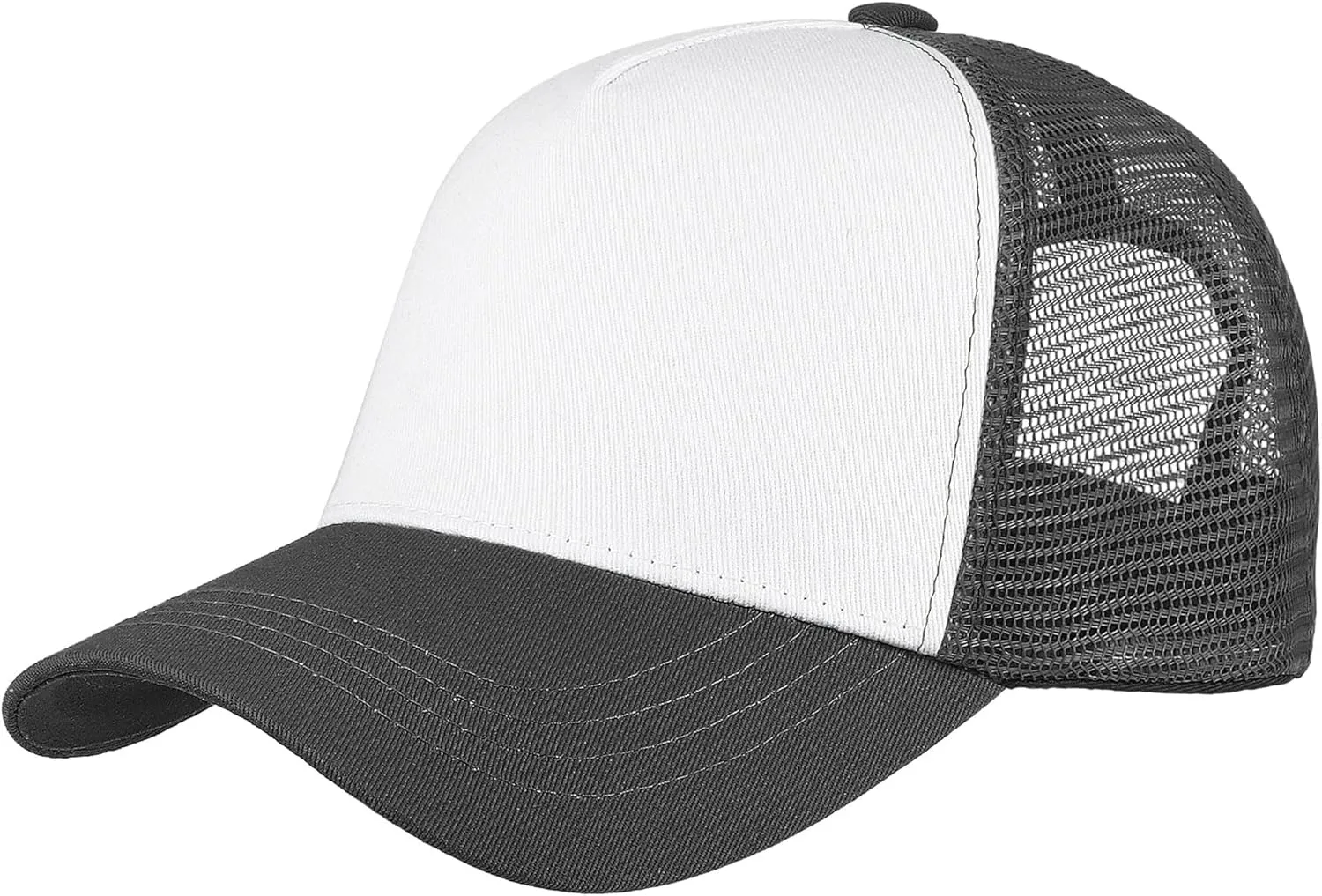 Falari 5-Panel Mesh Baseball Cap, Trucker Hat, Structured Plain Design, Cotton, Adjustable Size
