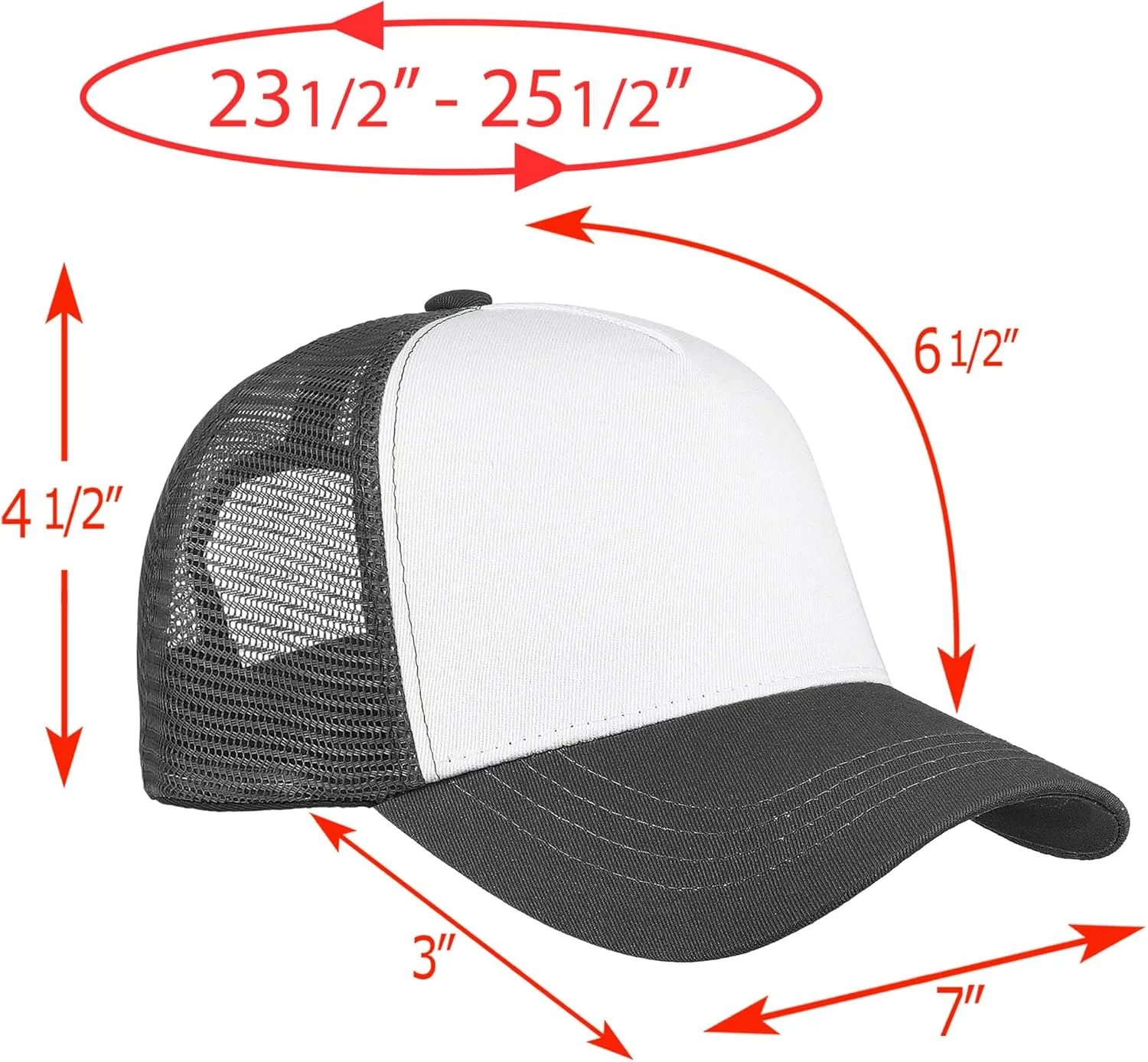Falari 5-Panel Mesh Baseball Cap, Trucker Hat, Structured Plain Design, Cotton, Adjustable Size