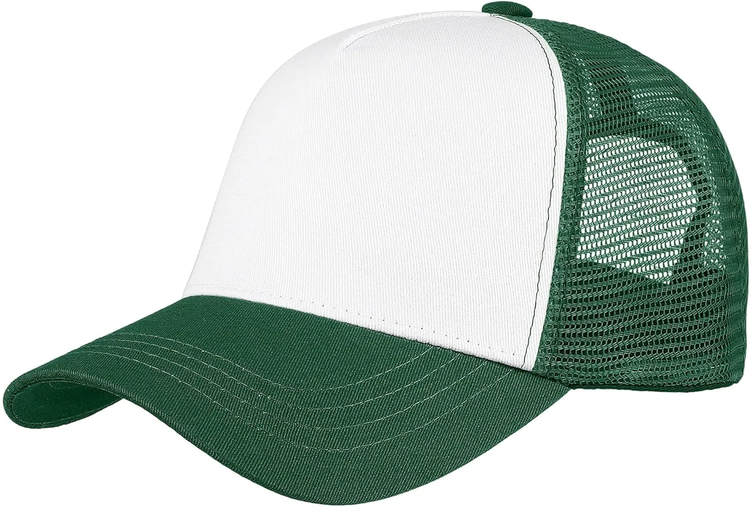 Falari 5-Panel Mesh Baseball Cap, Trucker Hat, Structured Plain Design, Cotton, Adjustable Size
