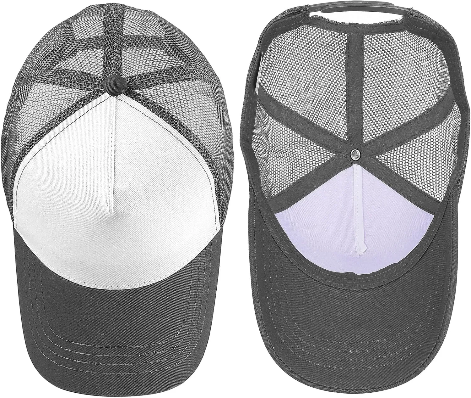 Falari 5-Panel Mesh Baseball Cap, Trucker Hat, Structured Plain Design, Cotton, Adjustable Size