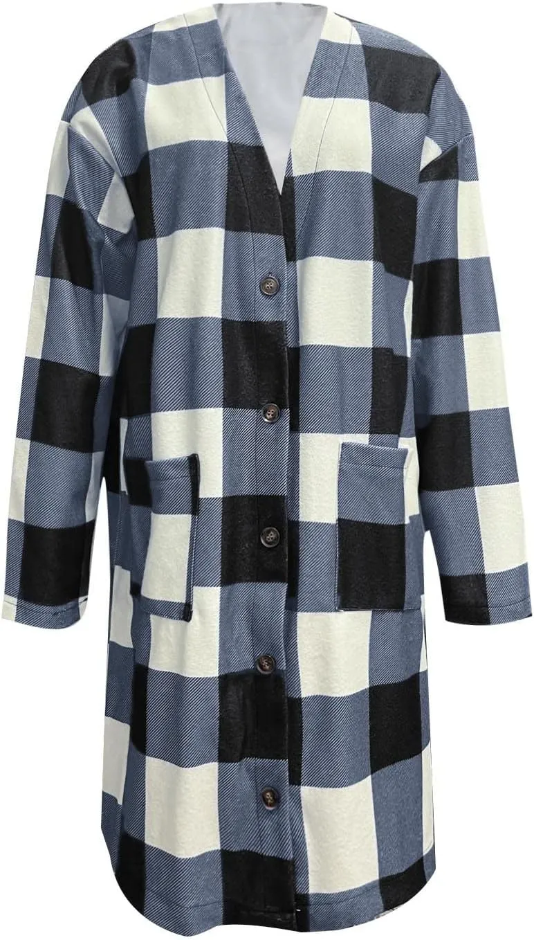 Fall Shacket Jacket 2024 Women Fall Clothes for Women Sweaters Flannels Plaid Shirts Button Down Long Sleeve Shirts